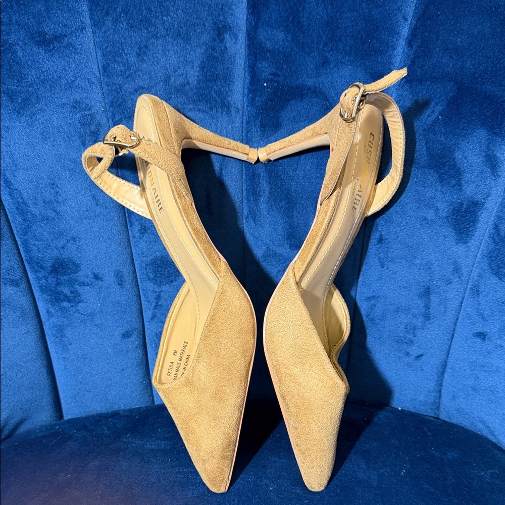 Cushionaire Petula Beige Faux Suede Slingback Heels Women’s Size 8 - Picture 6 of 7